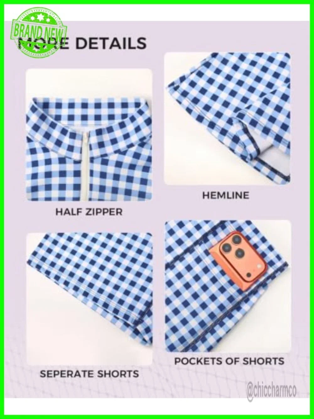 2 Piece Long Sleeve Collared Zipper Tennis Golf Mini Dress with Shorts